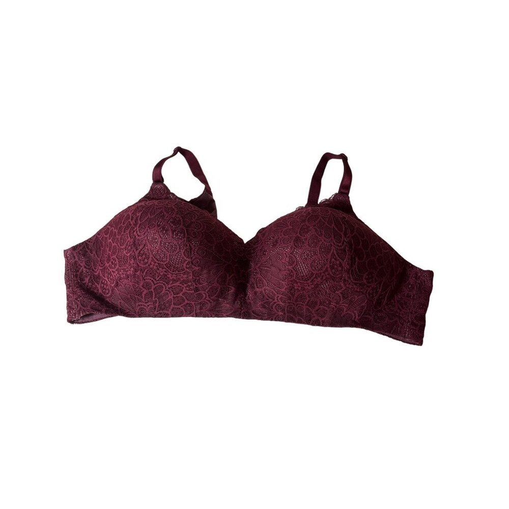 Torrid Curve Bra Size 48 D Burgundy Lace Wire-Free Lightly Lined Everyday